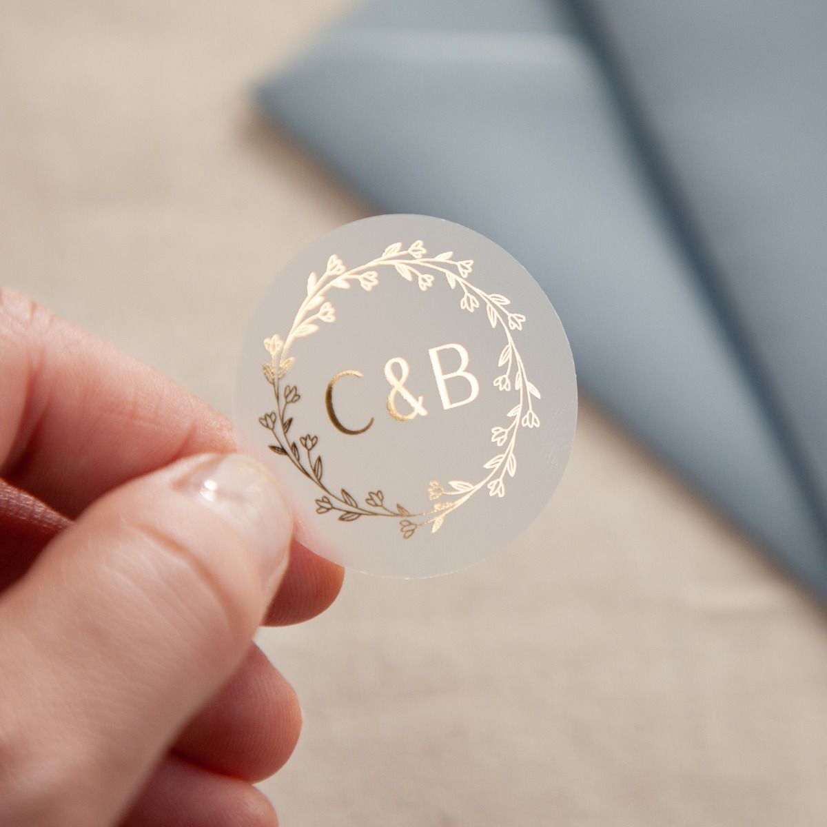 Wedding Stickers. Foiled Personalised Initials Envelope Seals