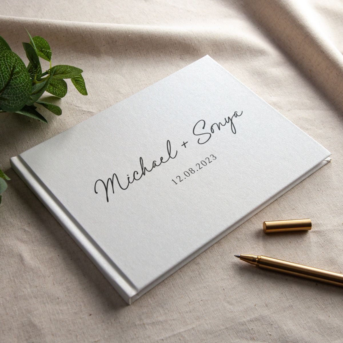 Modern Minimal Names & Date Personalised Wedding Guest Book